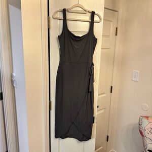 Soft gray faux wrap dress